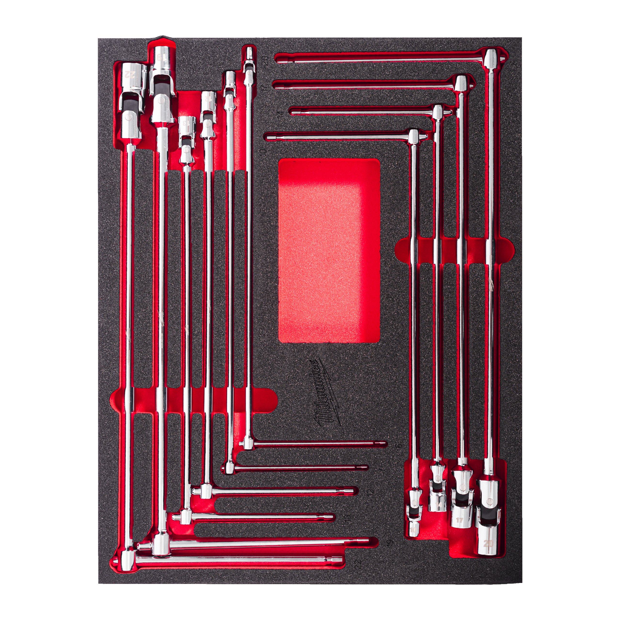Milwaukee Foam Inlay T-dopsleutel Set met Cardangewricht | 10-delig - 4932499295