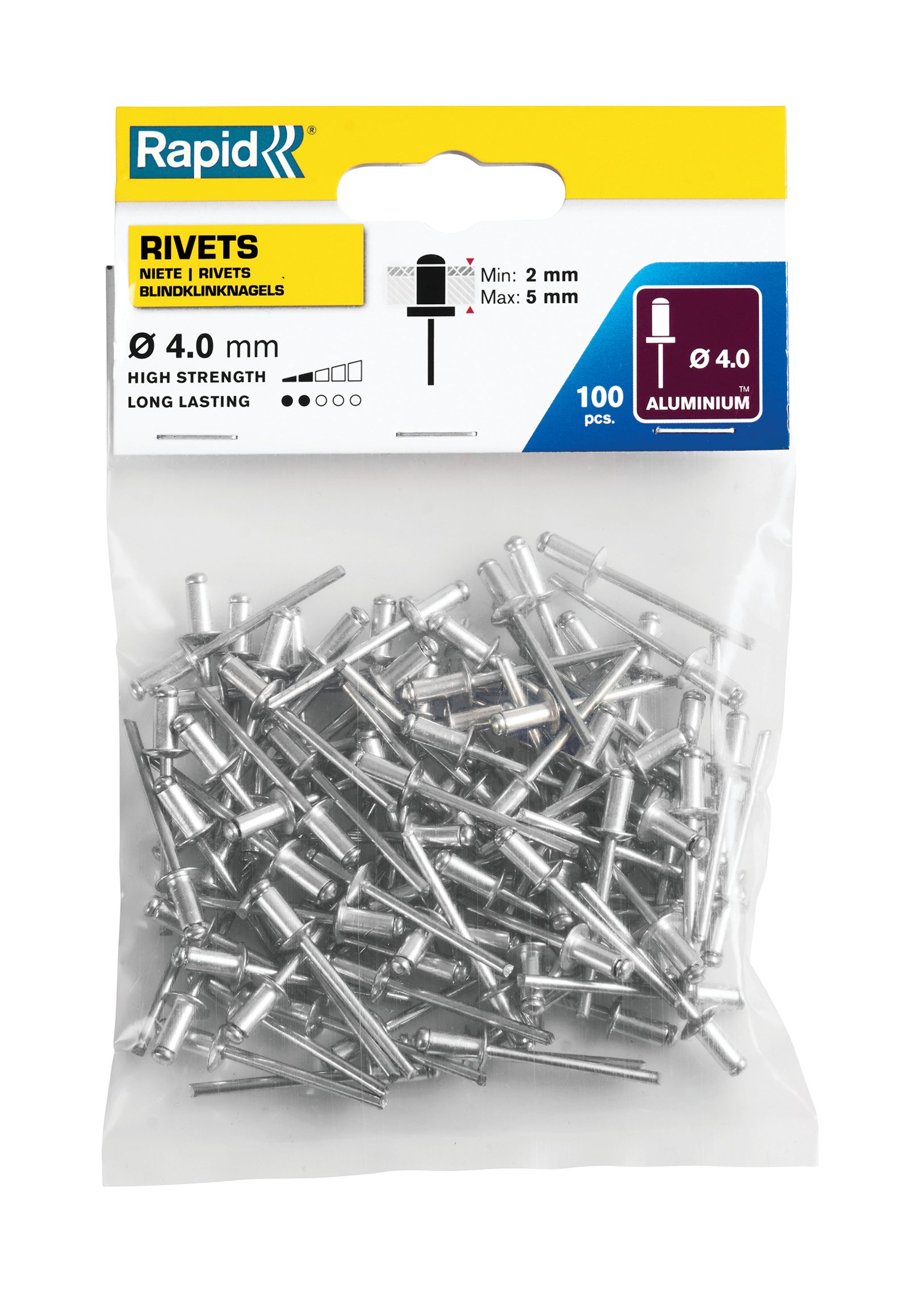 Rapid Standaard blindklinknagels Ø4,0 x 8 mm, 100 stuks - 5000378 - 5000378
