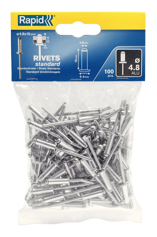 Rapid Standaard blindklinknagels Ø4,8 x 16 mm, 100 stuks - 5000382 - 5000382
