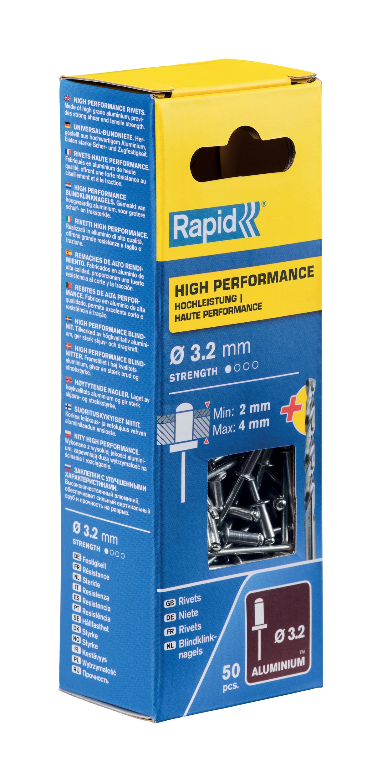 Rapid High performance blindklinknagels Ø3,2 x 8 mm, 50 stuks + boor - 5000383 - 5000383