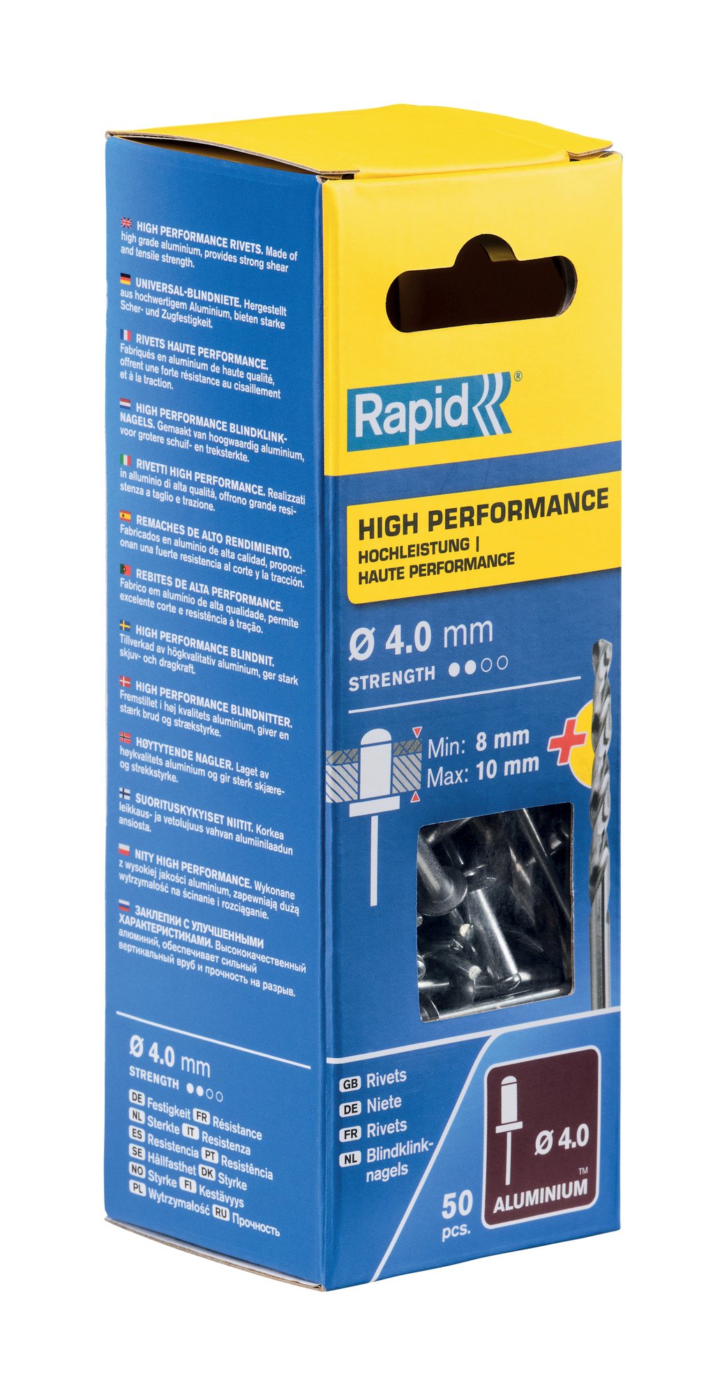 Rapid High performance blindklinknagels Ø4,0 x 14 mm, 50 stuks + boor - 5000385 - 5000385