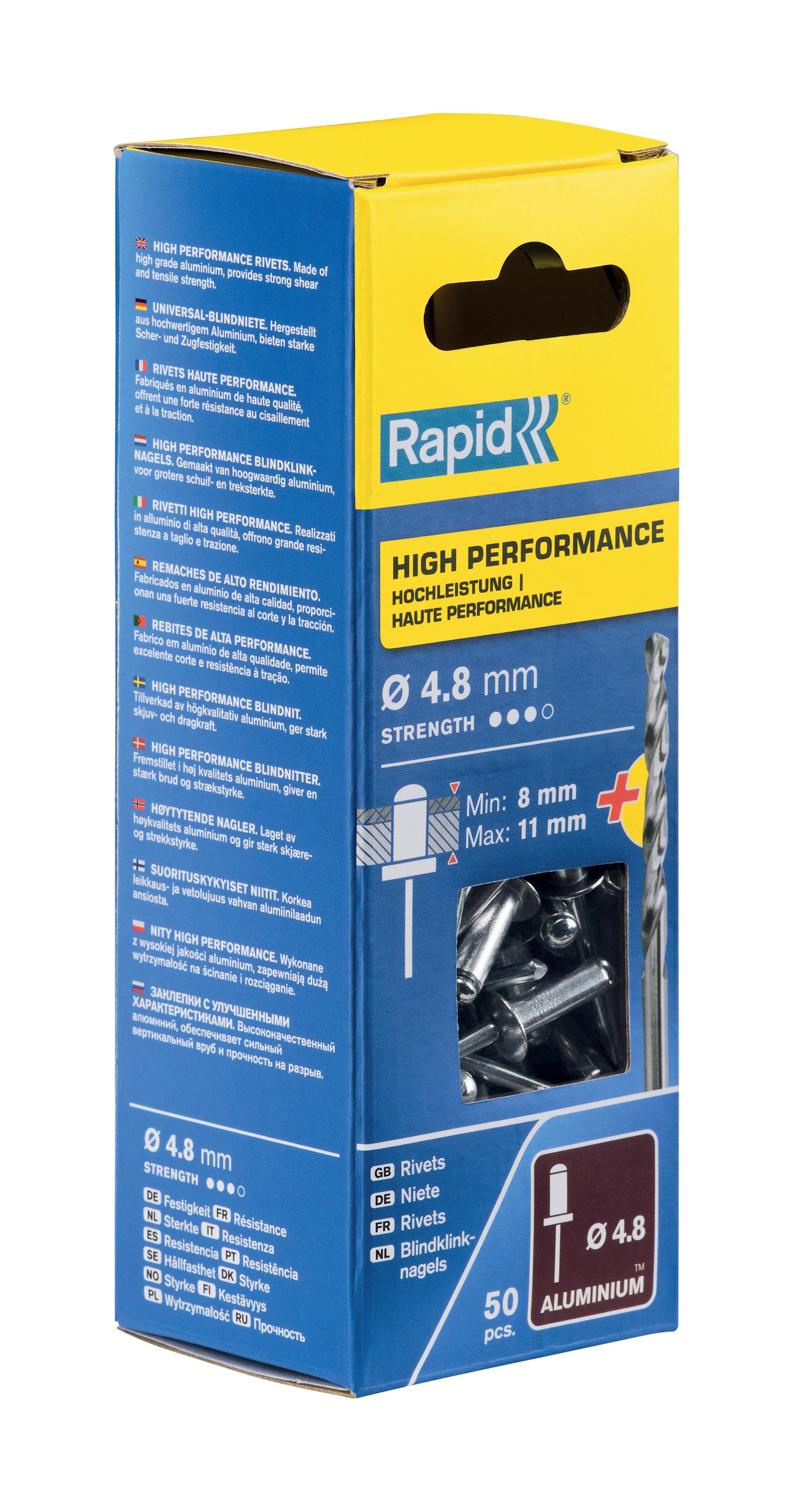 Rapid High performance blindklinknagels Ø4,8 x 14 mm, 50 stuks + boor - 5000389 - 5000389