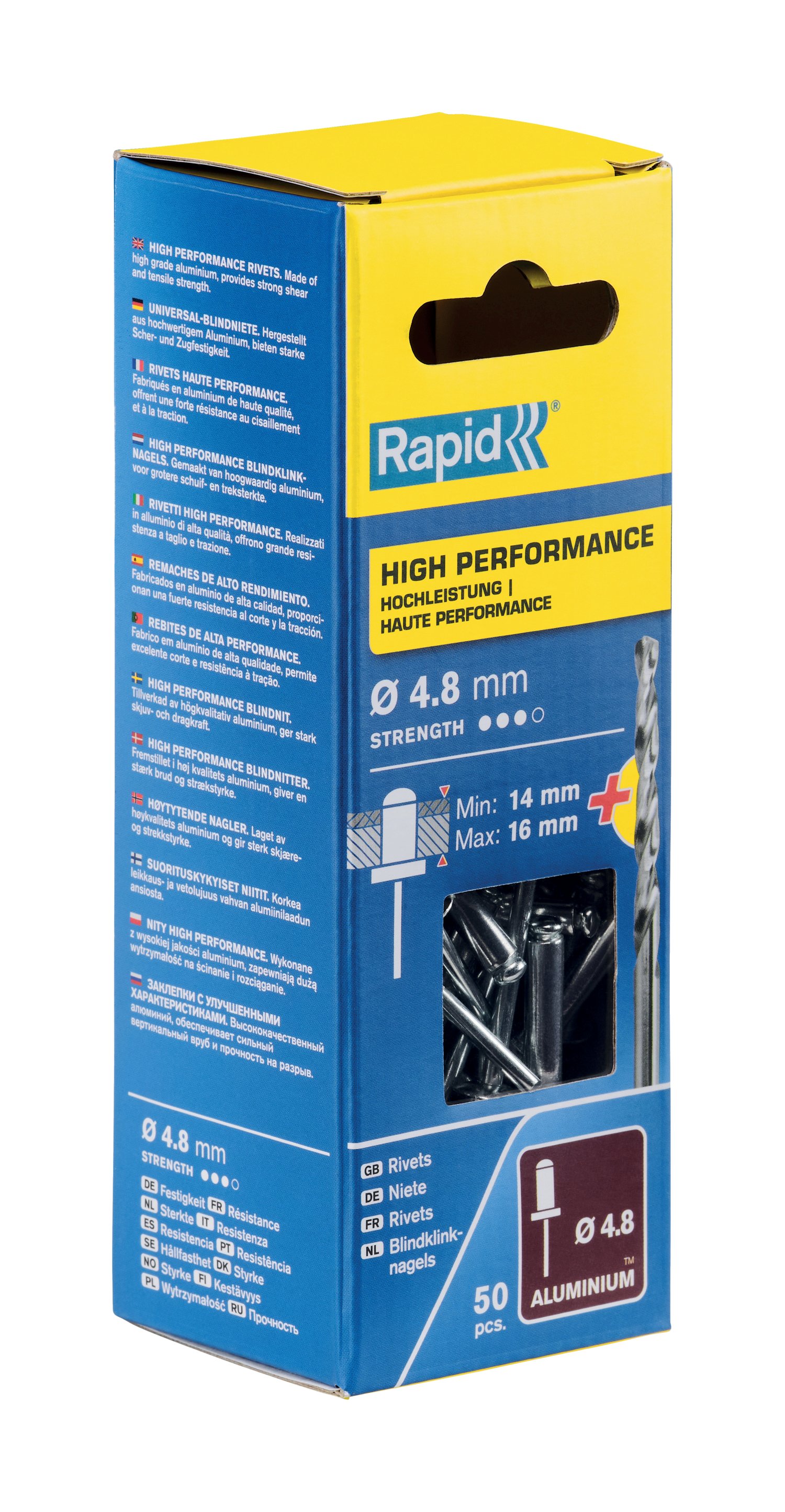 Rapid High performance blindklinknagels Ø4,8 x 20 mm, 50 stuks + boor - 5000391 - 5000391