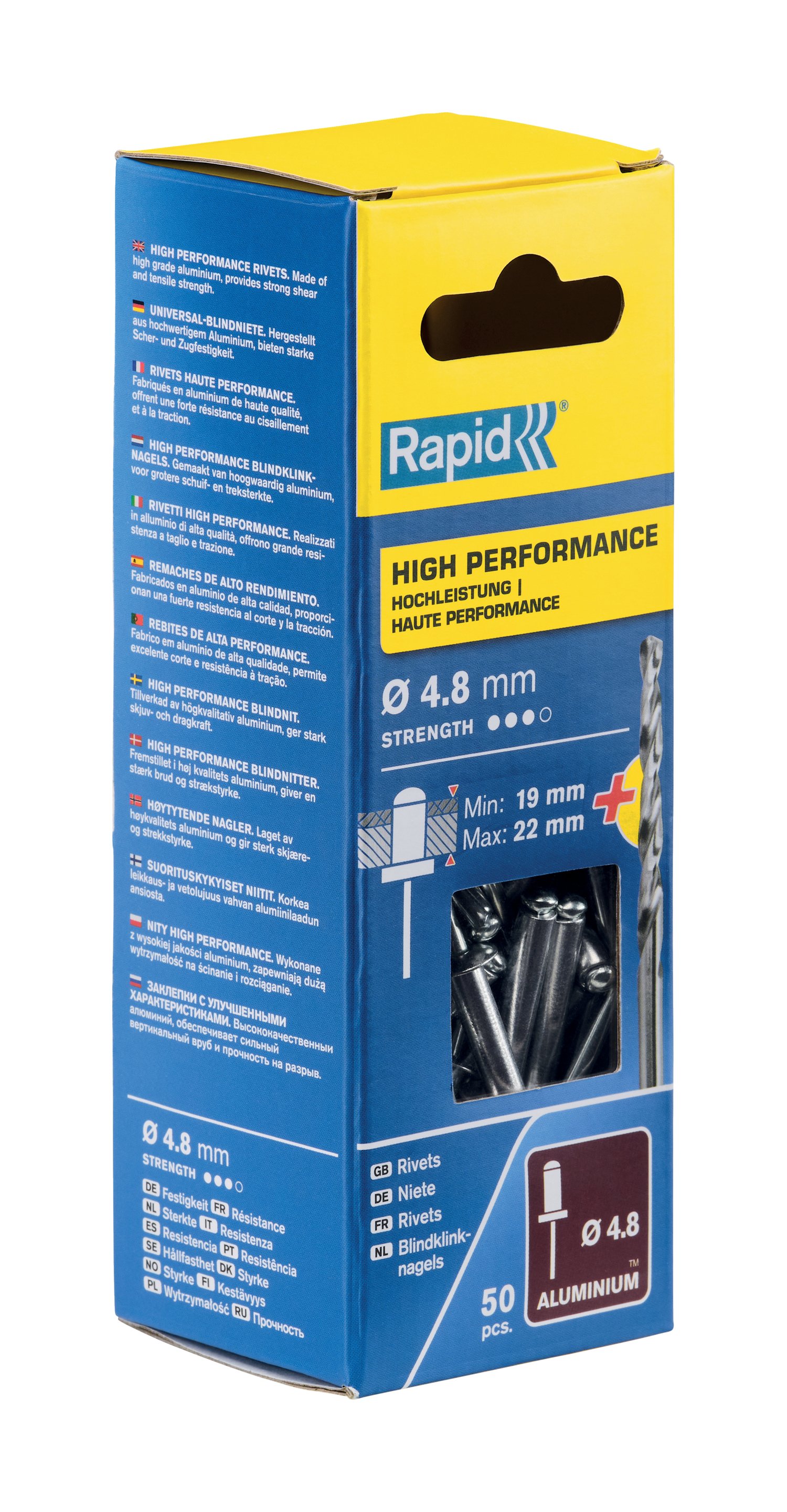 Rapid High performance blindklinknagels Ø4,8 x 25 mm, 50 stuks + boor - 5000392 - 5000392