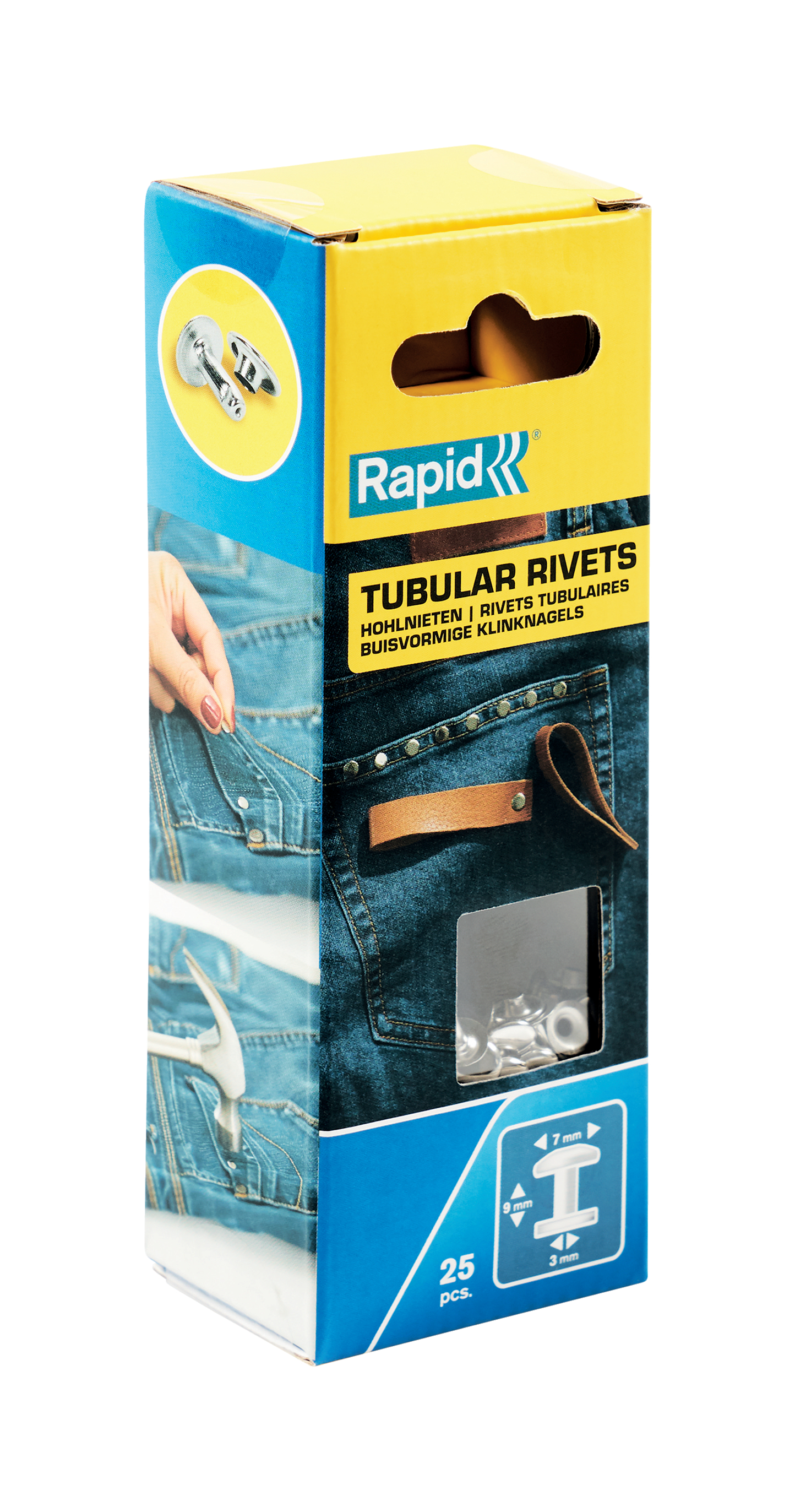 Rapid Buisvormige klinknagels Ø7 x 9 mm, 25 stuks + aambeeld - 5000414 - 5000414