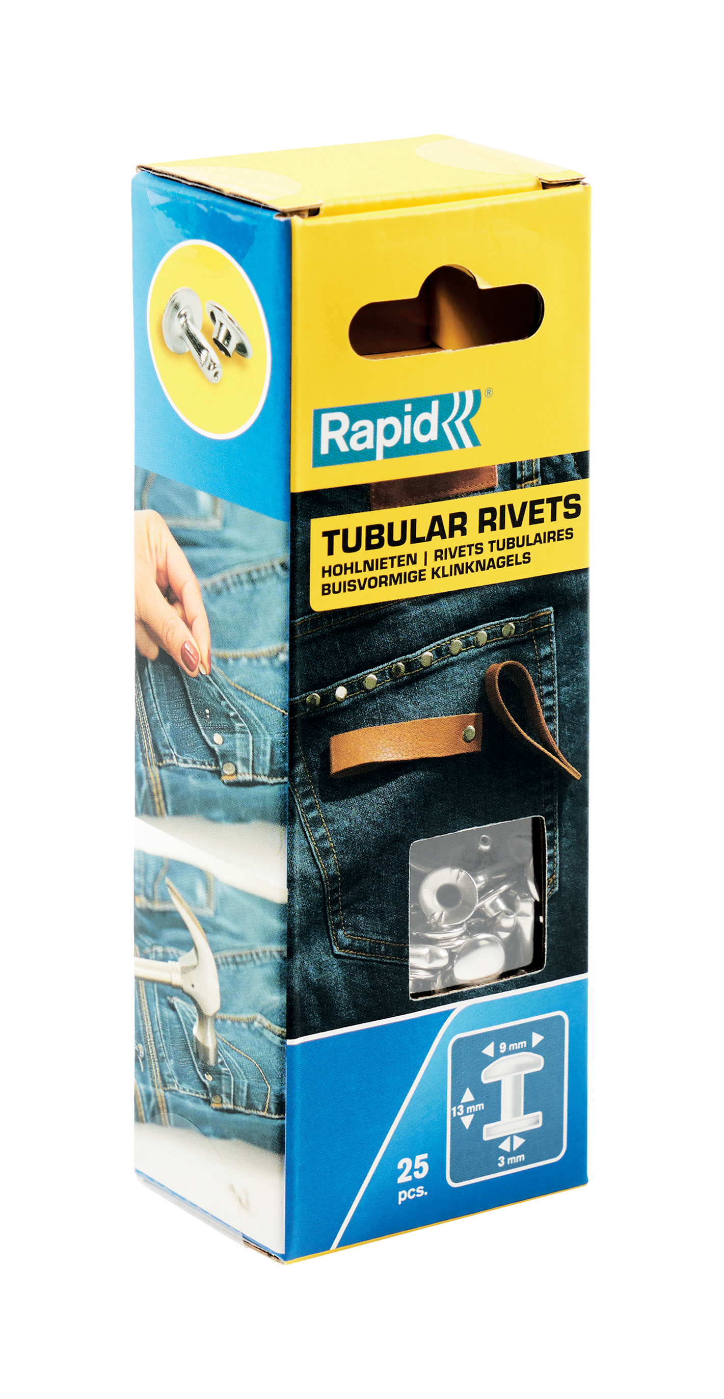Rapid Buisvormige klinknagels Ø9 x 13 mm, 25 stuks + aambeeld - 5000416 - 5000416
