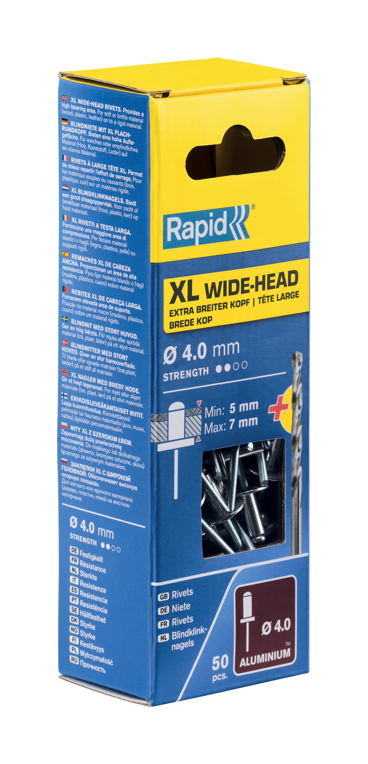 Rapid XL blindklinknagels Ø4,0 x 10 mm, 50 stuks + boor - 5000660 - 5000660