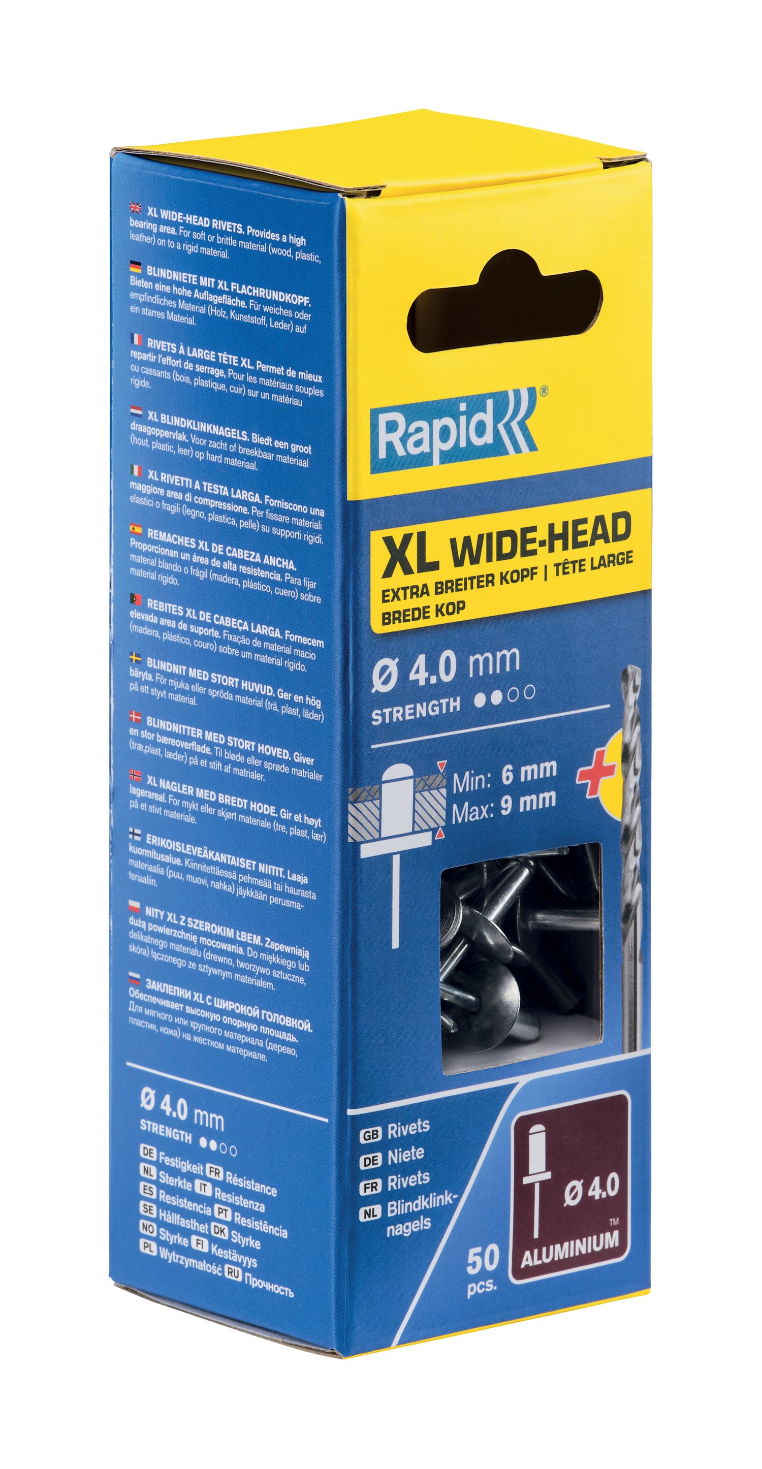 Rapid XL blindklinknagels Ø4,0 x 12 mm, 50 stuks + boor - 5000661 - 5000661