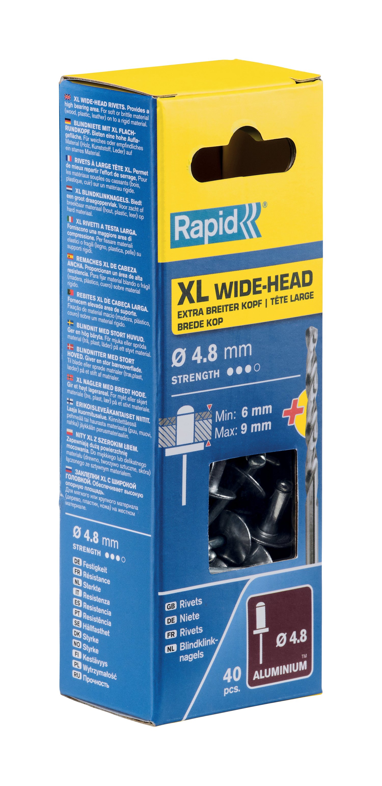 Rapid XL blindklinknagels Ø4,8 x 12 mm, 40 stuks + boor - 5000664 - 5000664