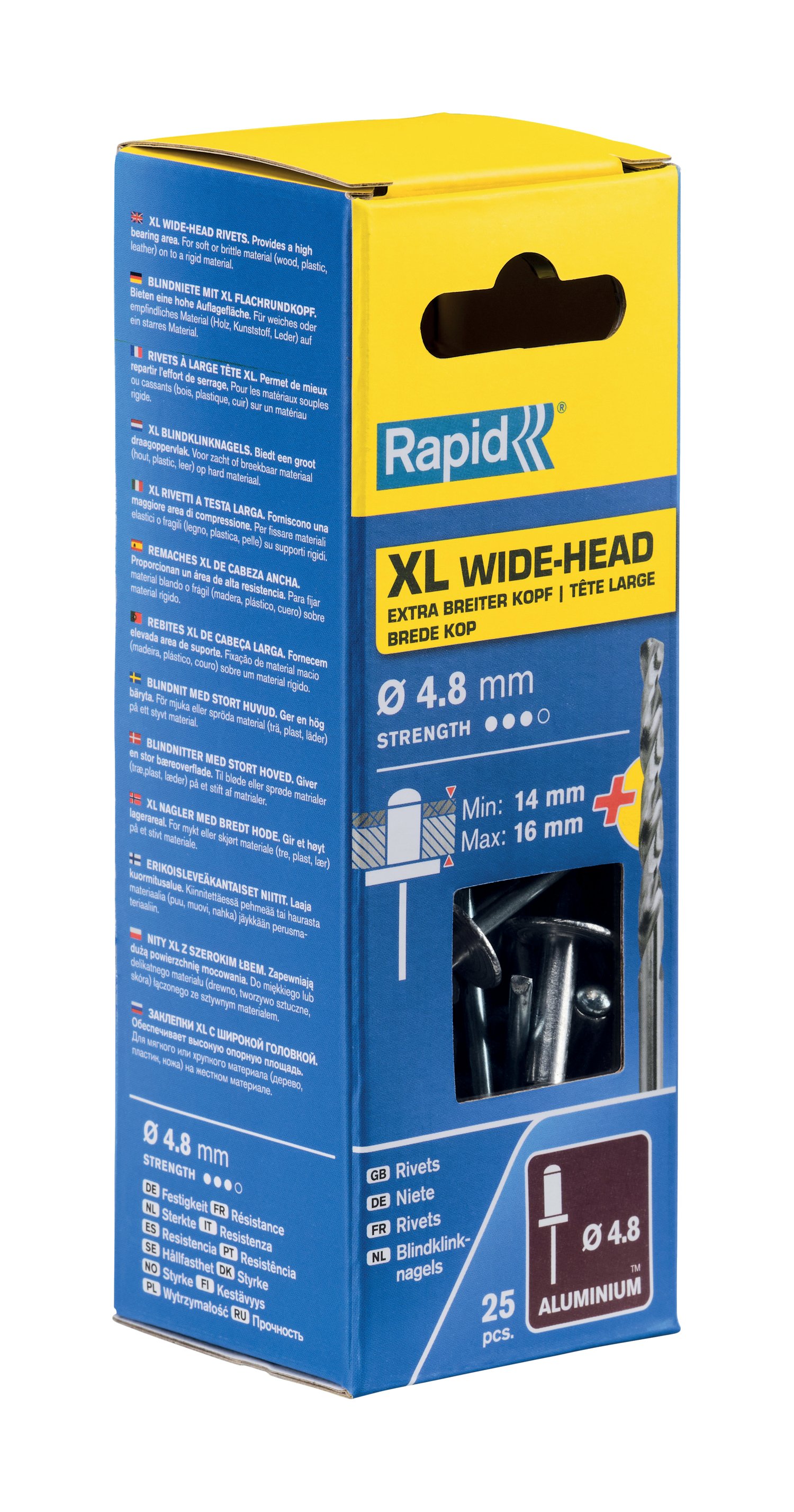 Rapid XL blindklinknagels Ø4,8 x 20 mm, 25 stuks + boor - 5000667 - 5000667