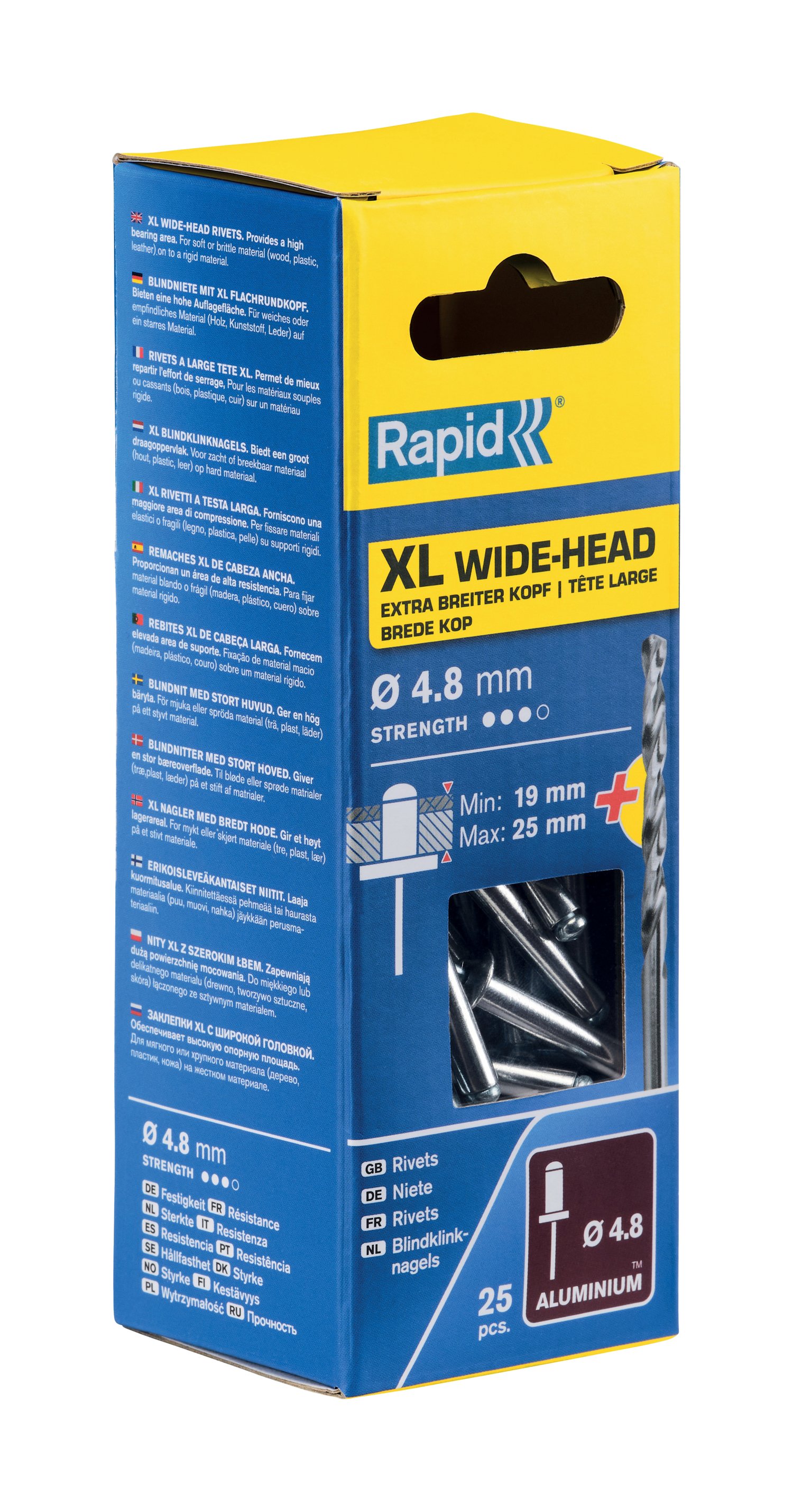 Rapid XL blindklinknagels Ø4,8 x 30 mm, 25 stuks + boor - 5000668 - 5000668