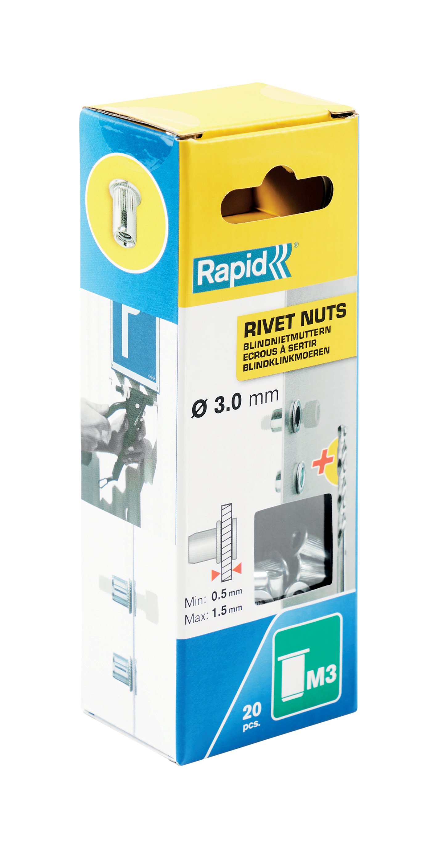 Rapid Blindklinkmoeren M3, 20 stuks + boor - 5000670 - 5000670