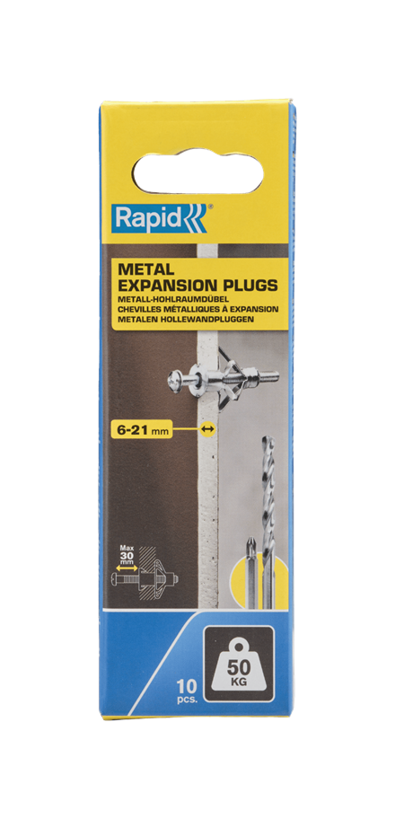 Rapid Hollewandpluggen | Ø13x52 | Voor 6-21 mm plaatdikte | 50kg draagkracht | 10 stuks in een doos - 5001553