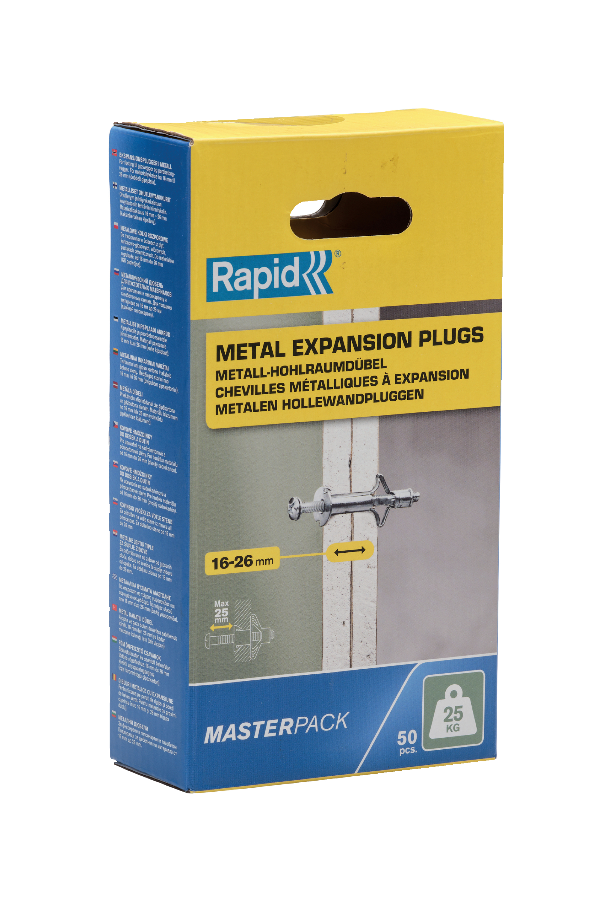 Rapid Hollewandpluggen | Ø8x46 | 16 - 26 mm plaatdikte | 25 kg draagkracht - 5001561