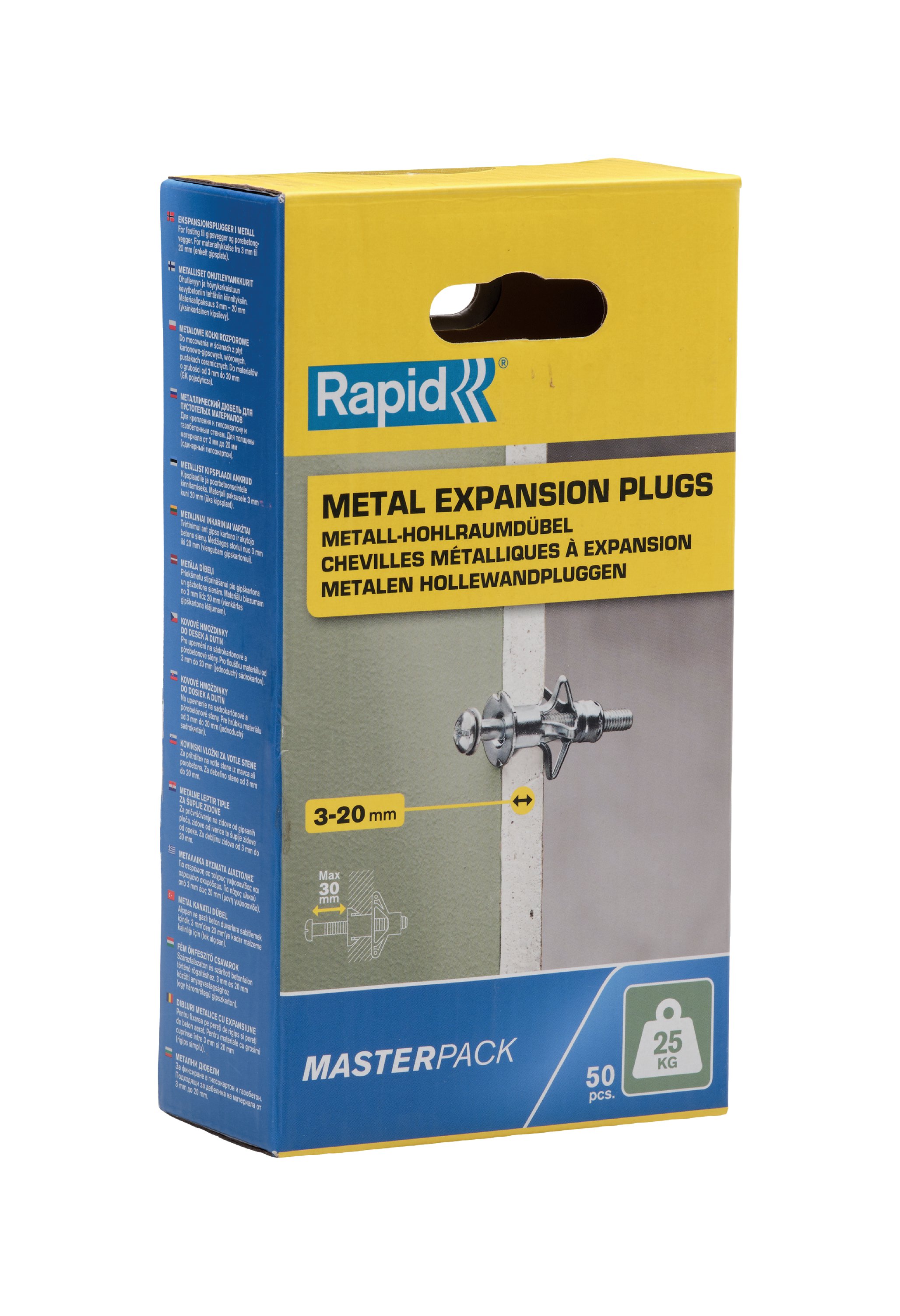 Rapid Hollewandpluggen | Ø8x46 | 16-26 mm plaatdikte | 25 kg draagkracht - 5001562