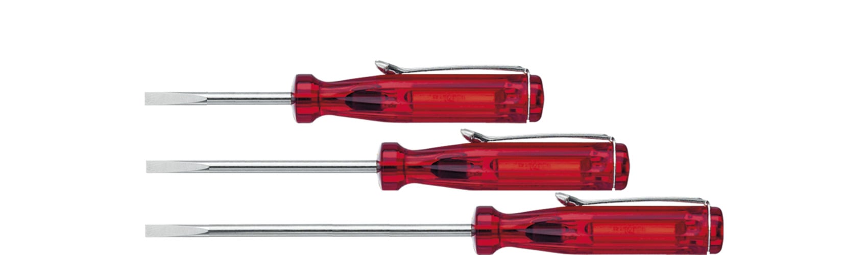 Wiha 5002 Kleine schroevendraaier sleufkop transparantrood, met clip 3.0 mm x 60 mm - 01538
