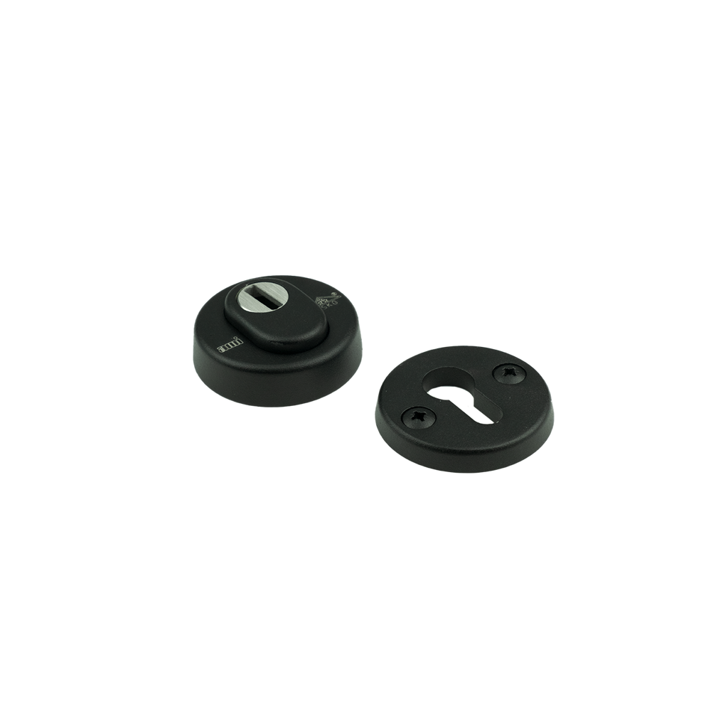 AMI Veiligheidsbeslag Rozet Rond 15 Mm Kt Zwart 9005 Str Deurdikte 38-42 Mm. - 739705