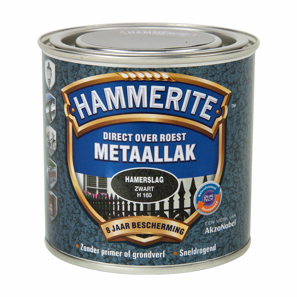 Hammerite Metaallak Hamerslag | Zwart | H160 | 250ml - 5093272 afbeelding