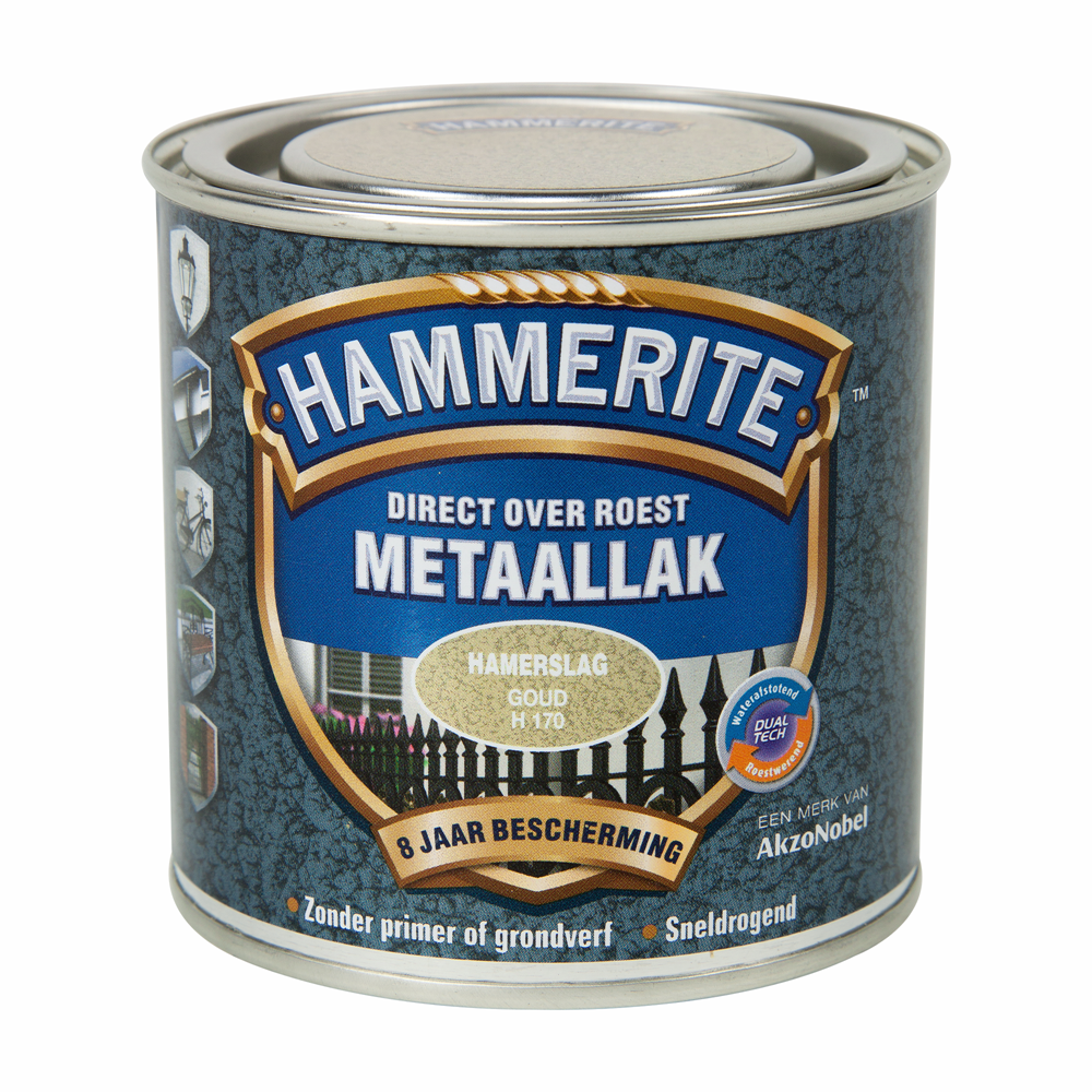 Hammerite Metaallak Hamerslag | Goud | H170 | 250ml - 5093444