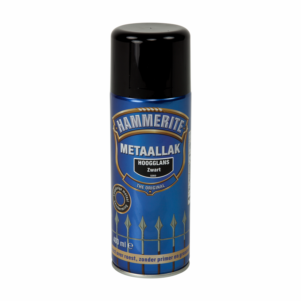 Hammerite Metaallak Hoogglans | Zwart | S060 | Spray | 400ml - 5095201