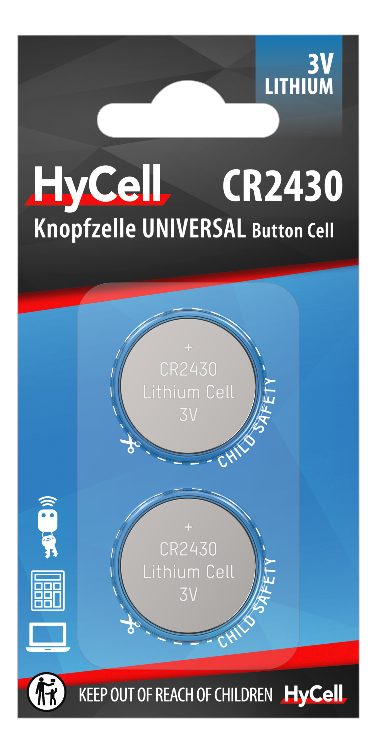 HyCell Knoopcel CR 2430 Lithium 300 mAh 3 V 2 stuks