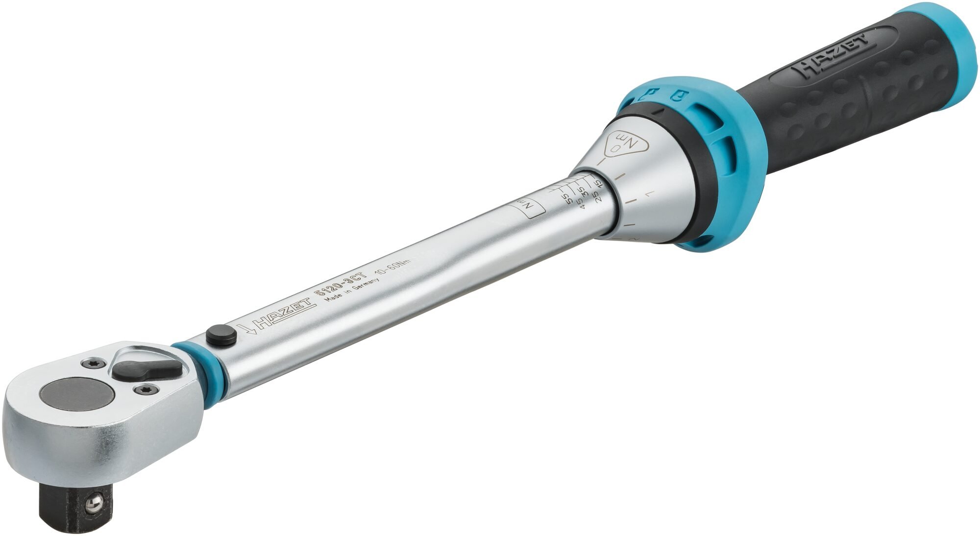 HAZET Momentsleutel 5120-3CT - Draaimomentbereik min-max: 10 - 60 Nm - Nauwkeurigheid: 3% - 1/2 inch (12,5 mm) vierkant massief - Lengte: 320 mm