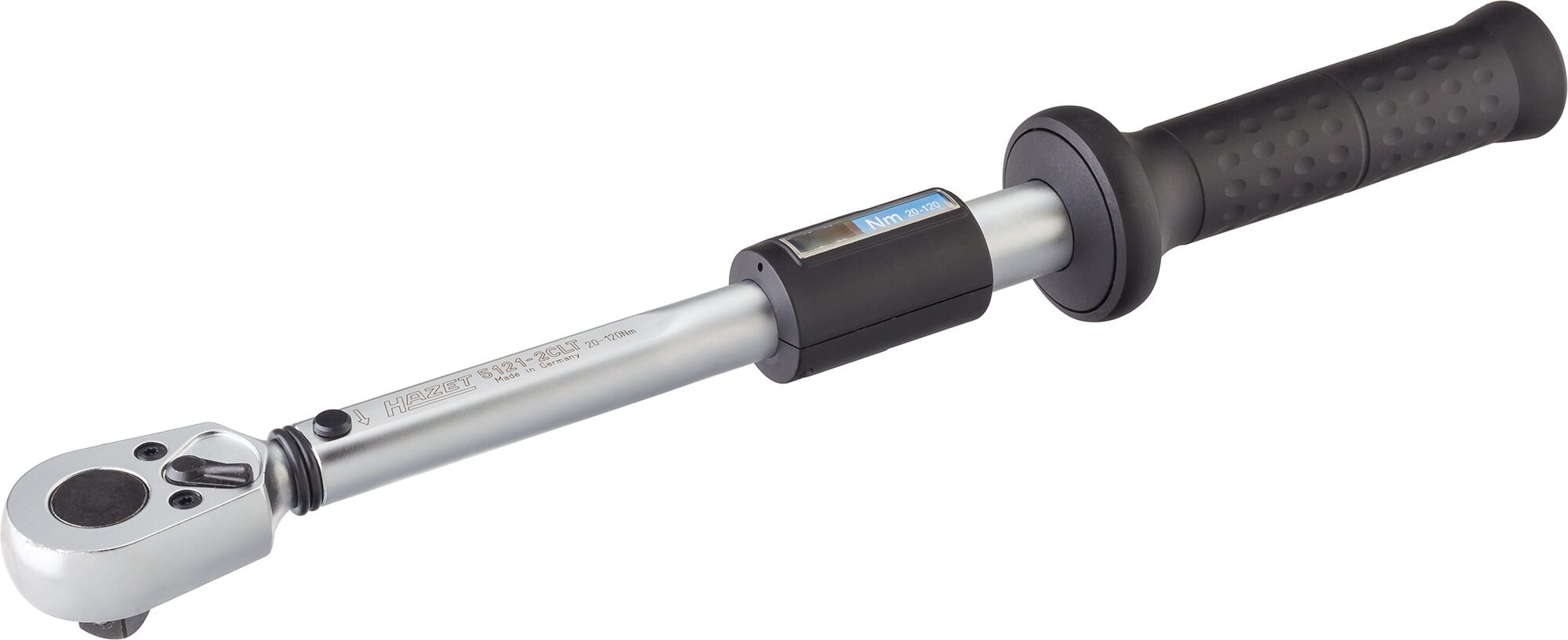 HAZET Momentsleutel 5121-2CLT - Draaimomentbereik min-max: 20 - 120 Nm - Nauwkeurigheid: 4% - 1/2 inch (12,5 mm) vierkant massief - Lengte: 435 mm