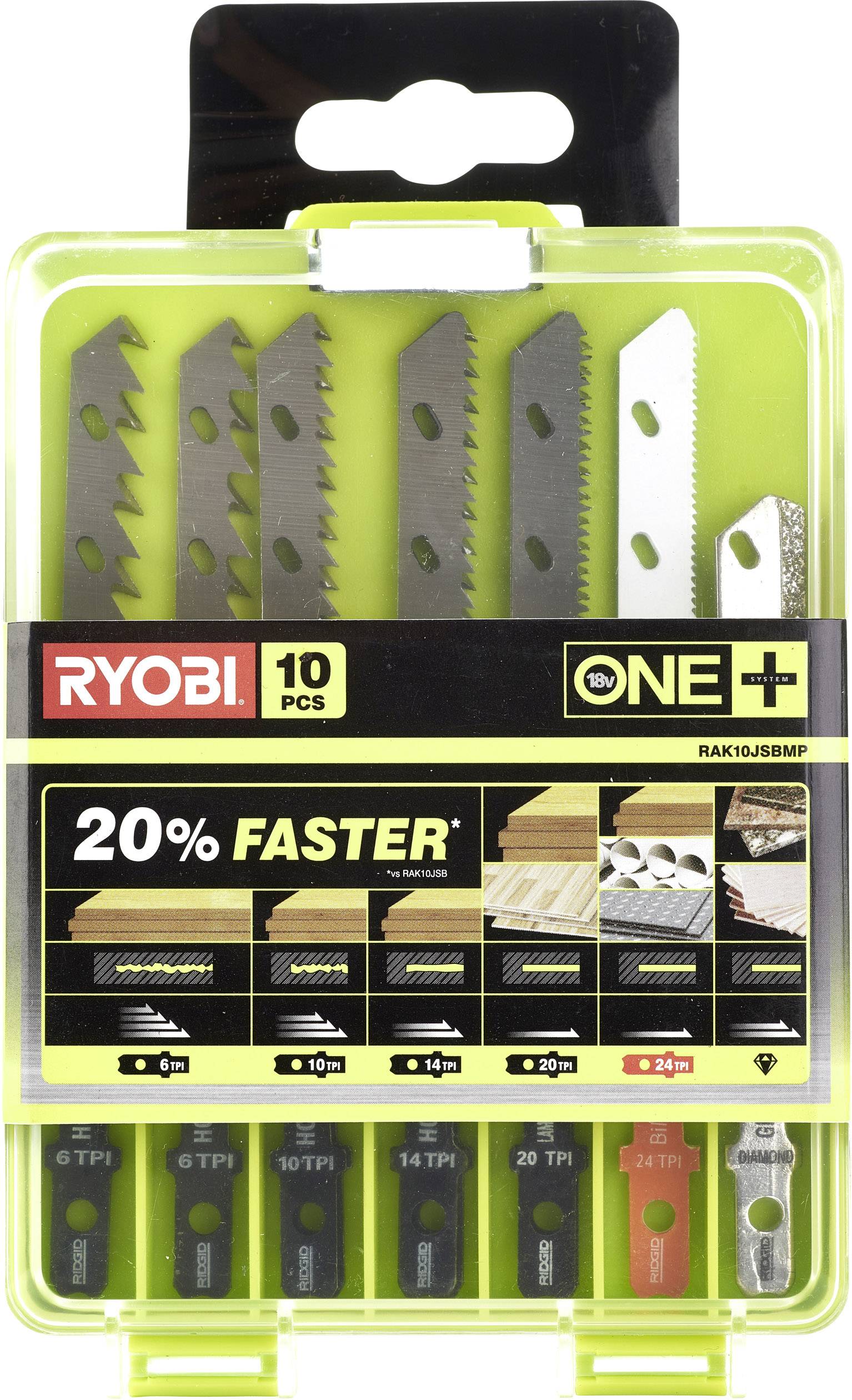 Ryobi RAK10JSBMP | 10-delig Decoupeerzaagblad Set compatibel met RJS720, RJS750, RJS850, RJS980 en RJS1050 - 5132002812 - 5132002812
