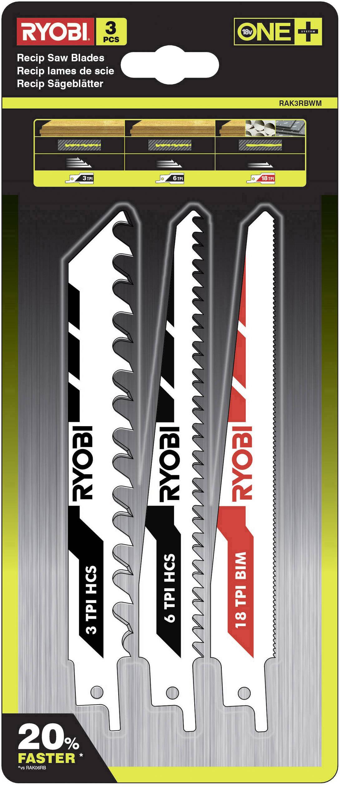 Ryobi RAK3RBWM | 3-delig Reciprozaagbladen - 5132002813 - 5132002813