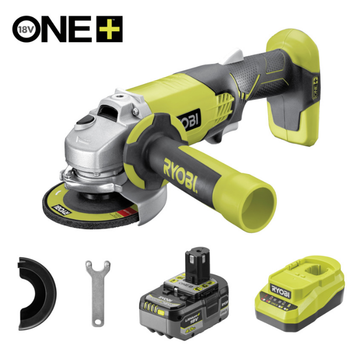 Ryobi R18AG-1C40GP | 18V | Li-ion | Haakse slijper | set | 1x 4,0Ah accu | in tas | 115mm - 5133006908