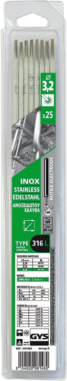 Gys 30 STAINLESS STEEL ELECTRODES 316LO2.5 BLISTER - 5193081482 5193081482