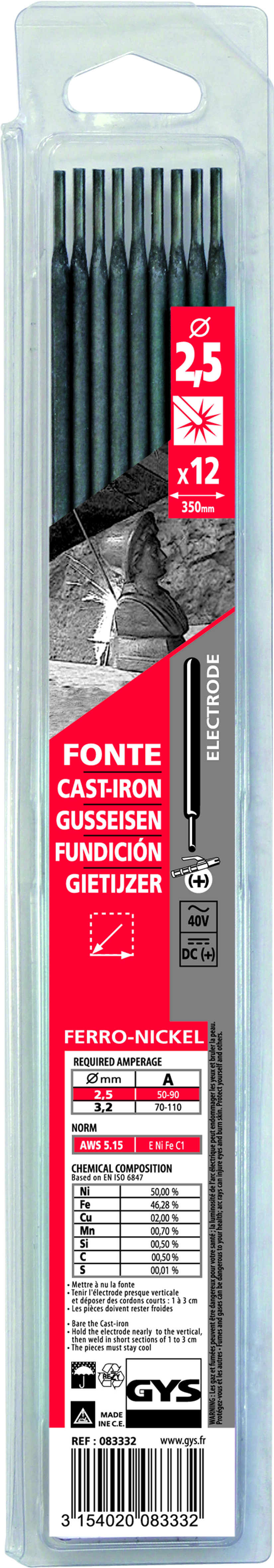 Gys Elektrodes gietijzer O2,5mm (x12) - 5193083332 5193083332