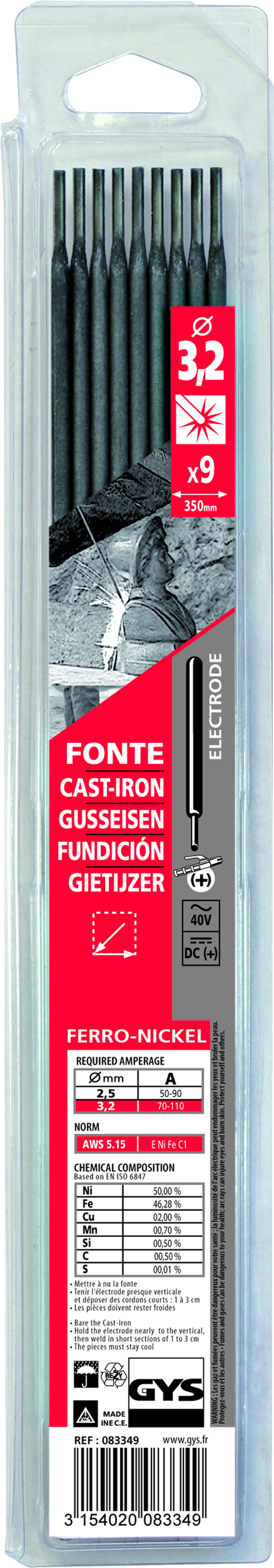 Gys Elektrodes gietijzer O3,2mm (x9) - 5193083349 5193083349