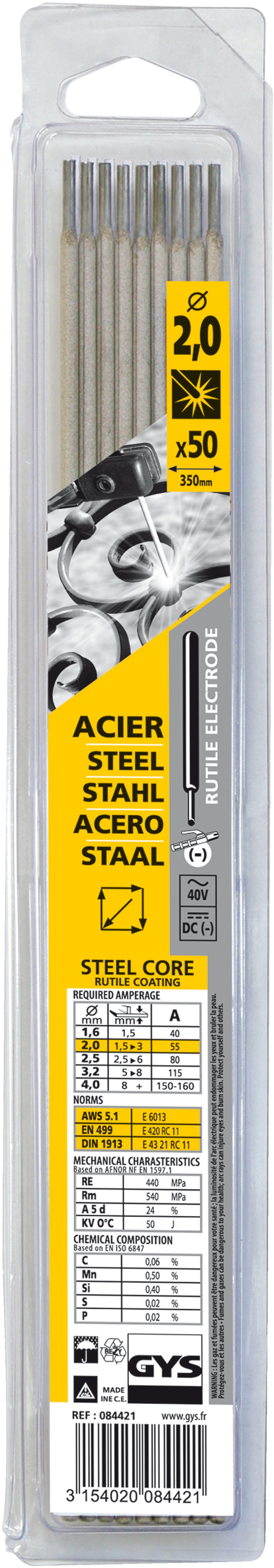 Gys Elektrodes staal O2,0mm (x50) - 5193084421 5193084421