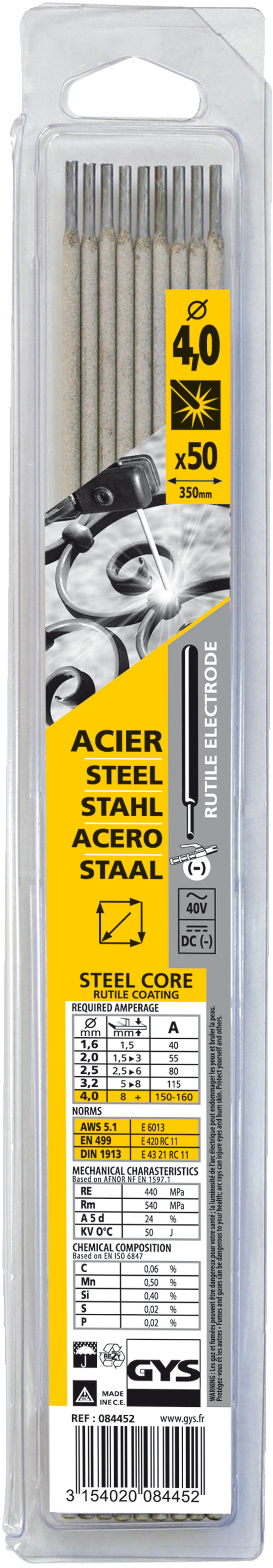 Gys Elektrodes staal O4,0mm (x50) - 5193084452 5193084452