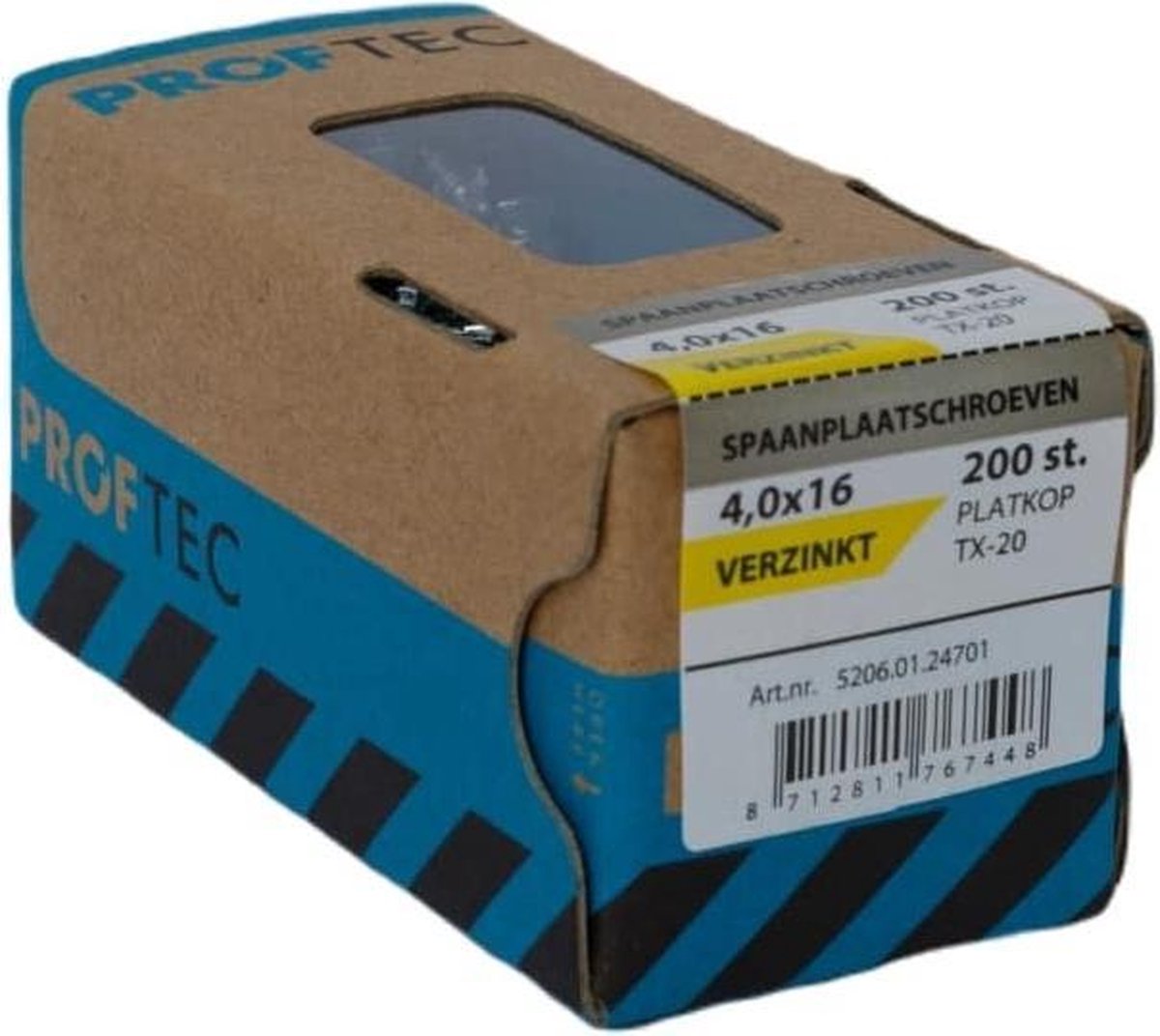 Proftec Spaanplaatschroef Vz Pk +Snijpunt Torx TX20 (+Bit) 4.0X16 | 200 stuks - 5206.01.24701