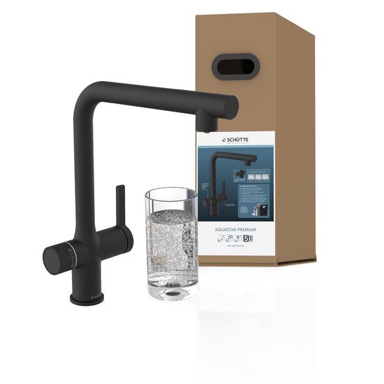 Schutte AQUASTAR PREMIUM spoelwater mengkraan | + Koel- en filtersysteem | Mat Zwart - 99960