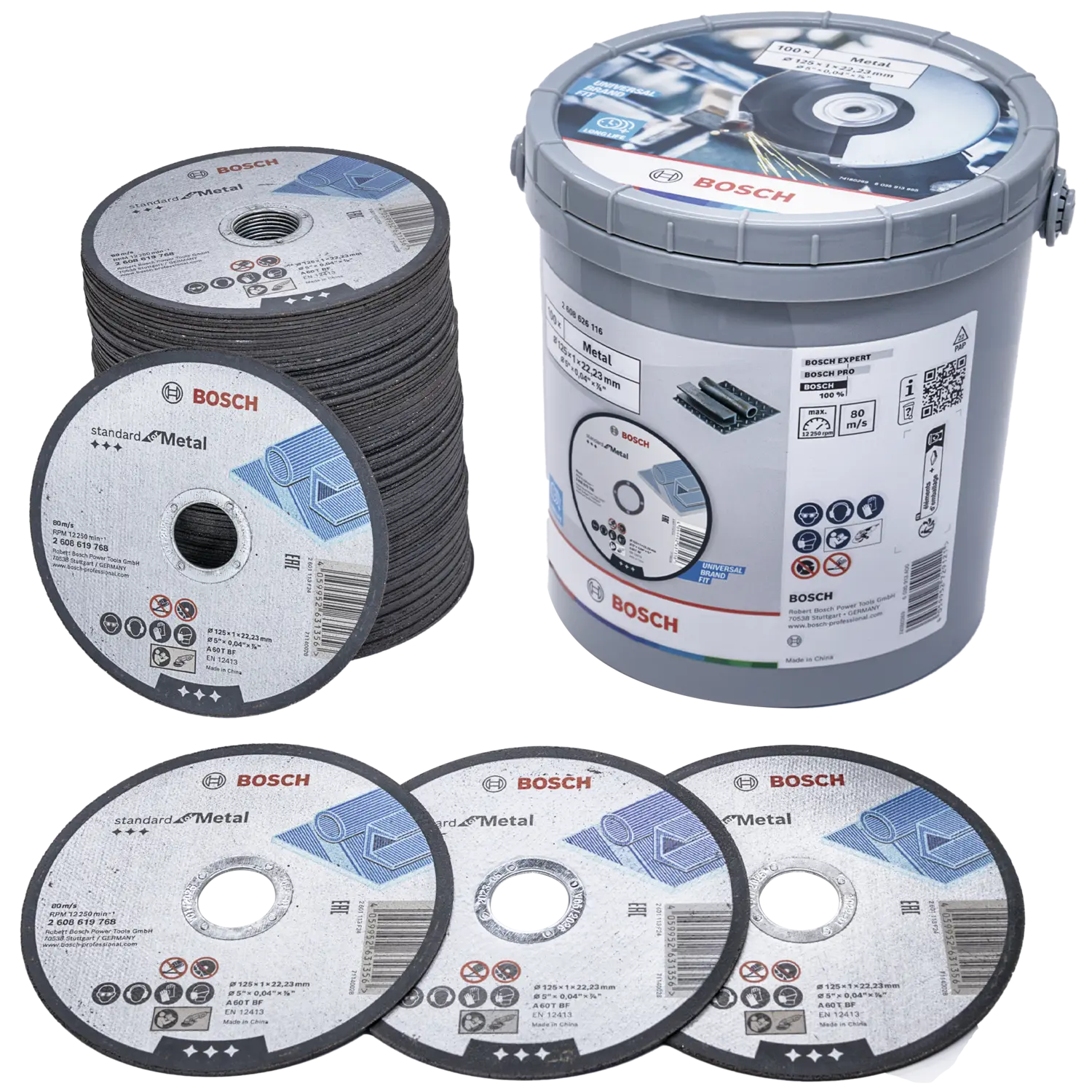Bosch Accessoires 100x Doorslijpschijf Standard Metal 125X1X22.23 in emmer - 2608626116