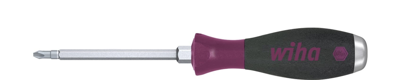 Wiha 55343 Schroevendraaier MicroFinish Phillips met doorgaande zeskantkling en massieve stalen kap PH3 x 150 mm - 29151