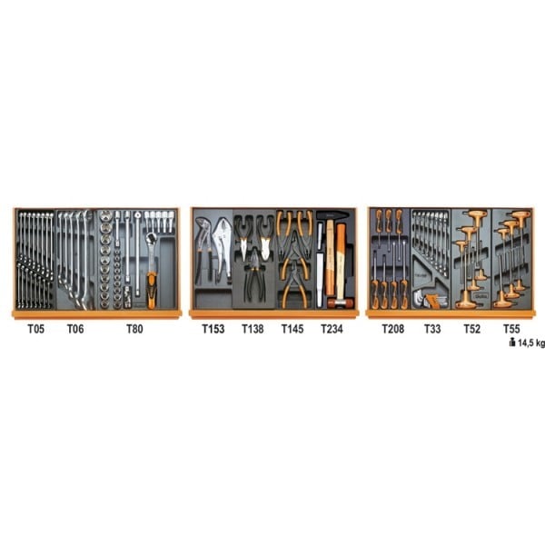 Beta 5904VG/2T Assortiment van 99 gereedschappen voor autoherstel in voorgevormde ABS inlegbakken - 059041191 059041191