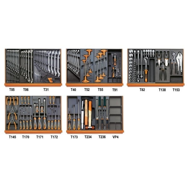 Beta 5908VU/2T 161 delig assortiment in ABS voorgevormde inlegbakken - 059081136 059081136