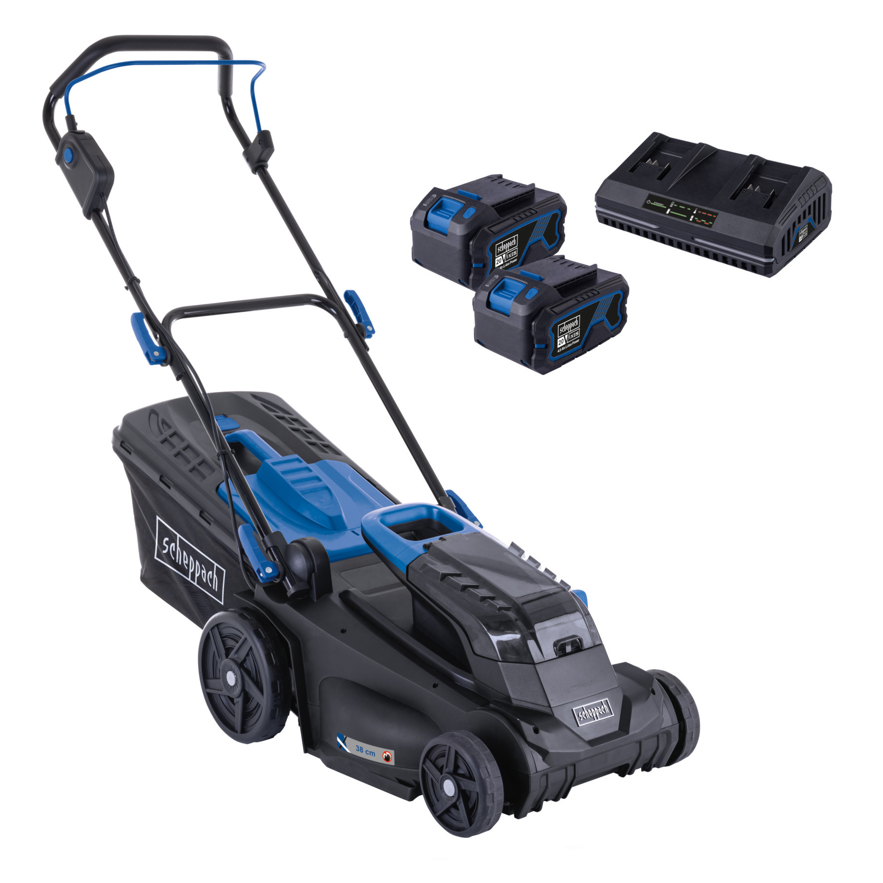 Scheppach Accu Grasmaaierset 2x20V BC-MP380-X (met 2 accu&apos;s) 5911414400