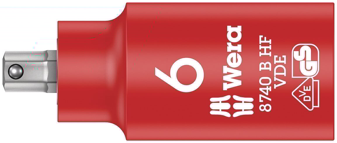 Wera 8740 B VDE HF Binnenzeskant Zyklop Bitdop, geïsoleerd, met 3/8"-aandrijving, met vasthoudfunctie, 6 x 55 mm - 05004902001