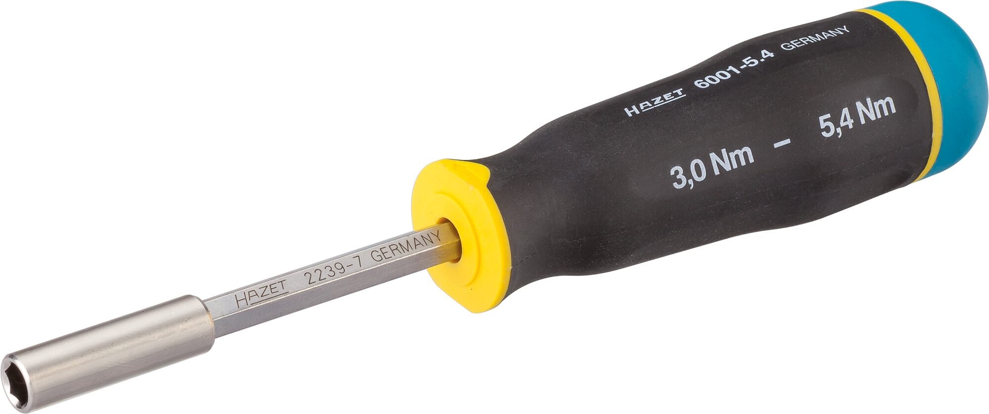 HAZET Draaimoment-schroevendraaier 6001-5.4/3 - Draaimomentbereik min-max: 3 - 5.4 Nm - Nauwkeurigheid: 6% - 1/4 inch (6,3 mm) zeskant hol - 3-delig