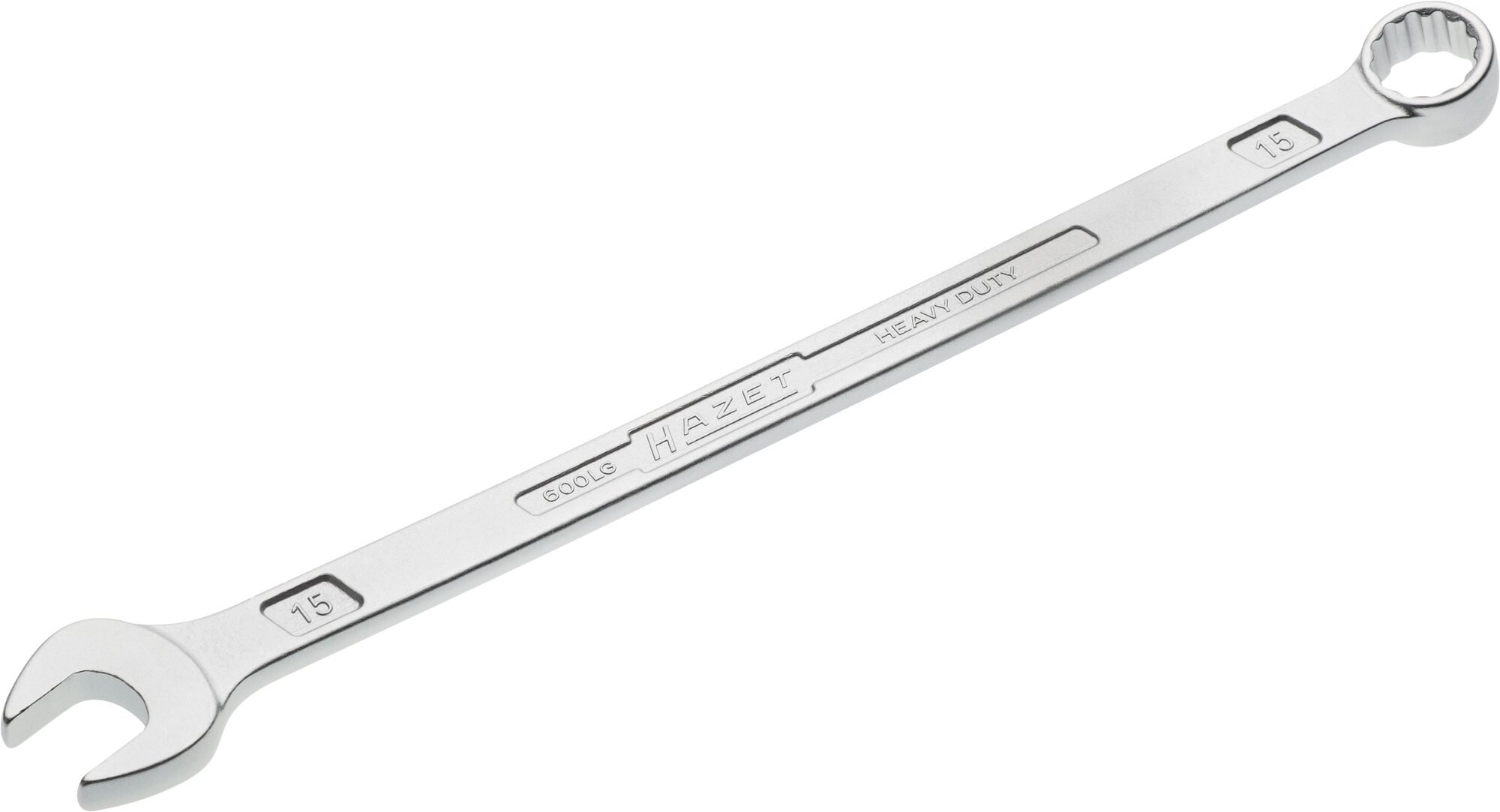 HAZET Ring-steeksleutel · extra lang · slanke uitvoering 600LG-15 · Buitentwaalfkant tractieprofiel · SW 15 mm
