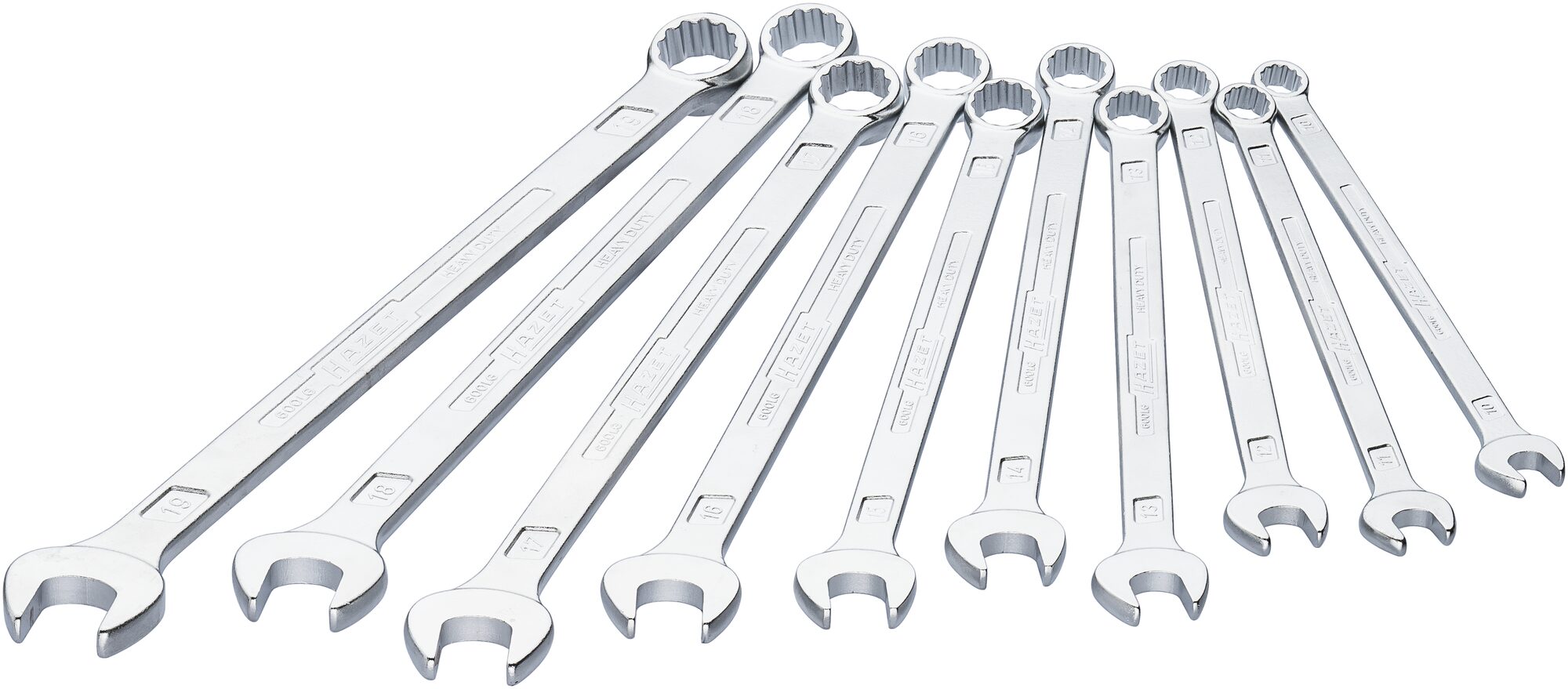 HAZET Ring-steeksleutel - extra lang - slanke uitvoering 600LG/10 - Buitentwaalfkant tractieprofiel - 10-delig - 10 - 19