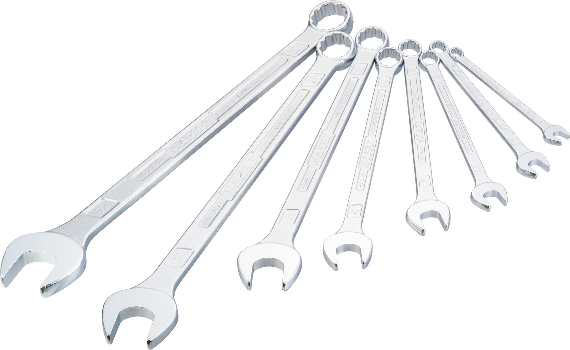 HAZET Ring-steeksleutel - extra lang - slanke uitvoering 600LG/8 - Buitentwaalfkant tractieprofiel - 8-delig - 10 - 32