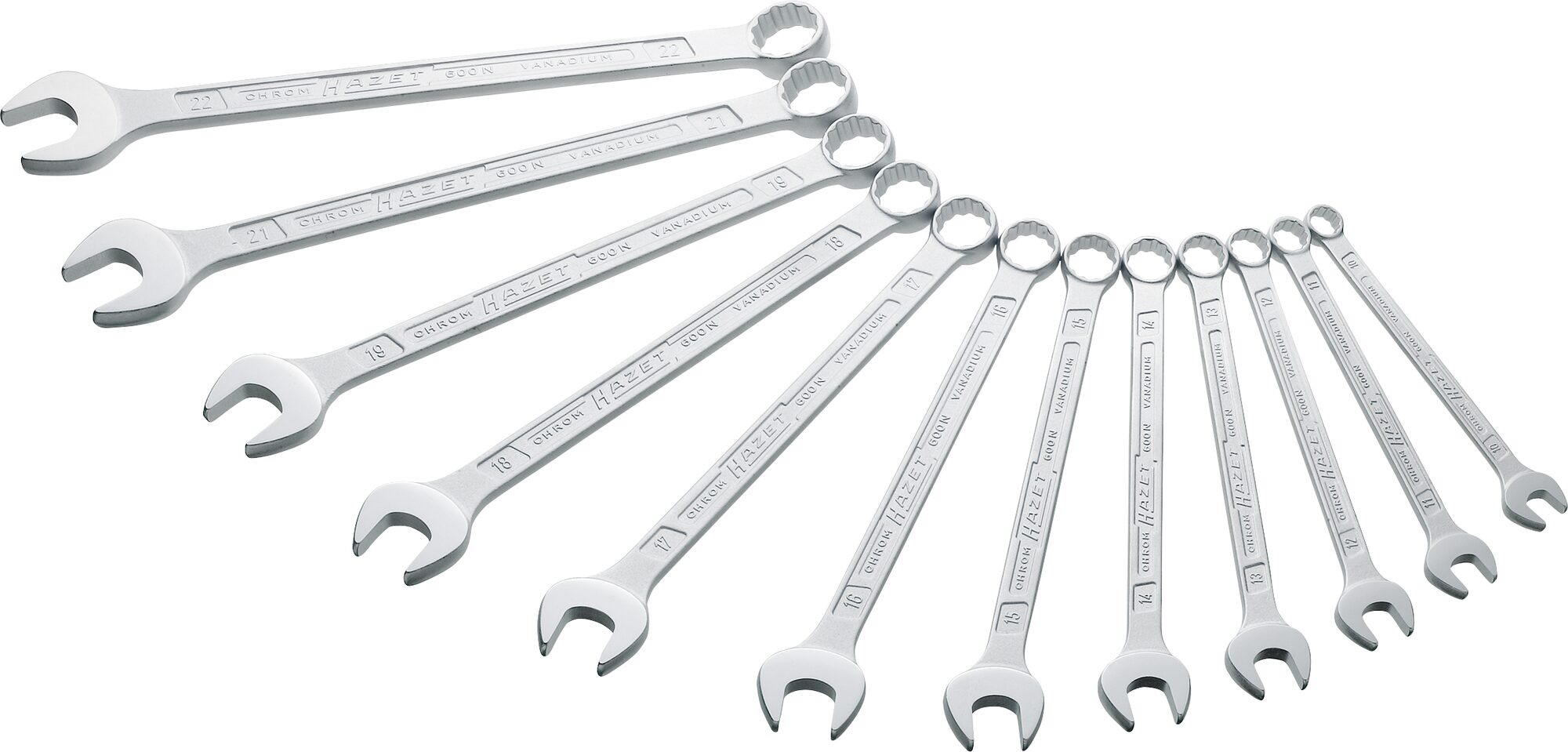 HAZET Ring steeksleutelset 600N/12N - Buitentwaalfkant tractieprofiel - 12-delig - 10 - 22