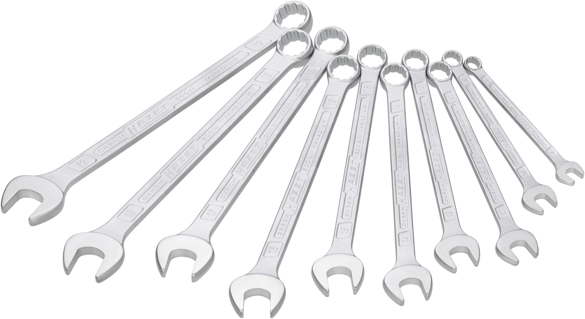 HAZET Ring steeksleutelset 600SPC/10 - Buitentwaalfkant tractieprofiel - 10-delig - 8 - 19