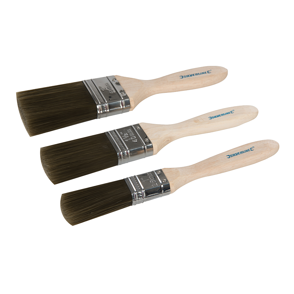 Silverline Premie synthetische verfkwasten set, 3-delig